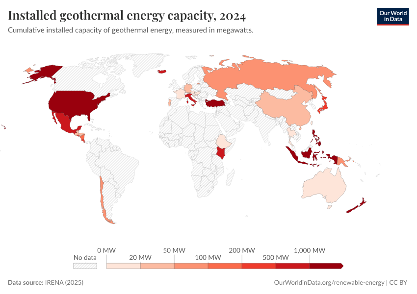 A thumbnail of the "Installed geothermal energy capacity" chart