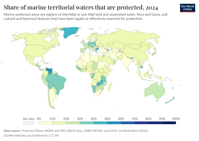 A thumbnail of the "Share of marine territorial waters that are protected" chart