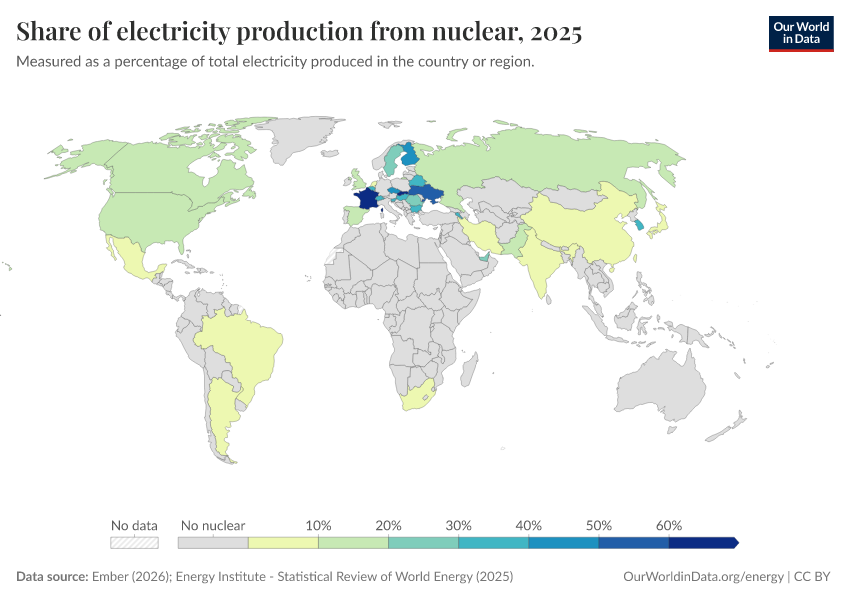 A thumbnail of the "Share of electricity production from nuclear" chart